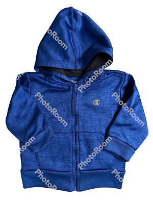 Toddler kids Champion Authentic sweatshirt hoodie full zip blue