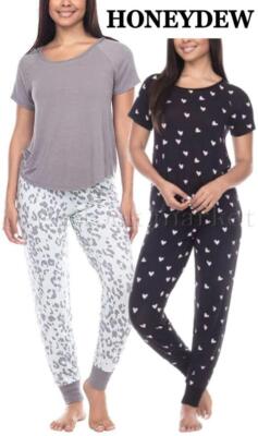 NEW! WOMENS HONEYDEW COMFY SUPER SOFT STRETCH JERSEY PAJAMA JOGGER SET! VARIETY
