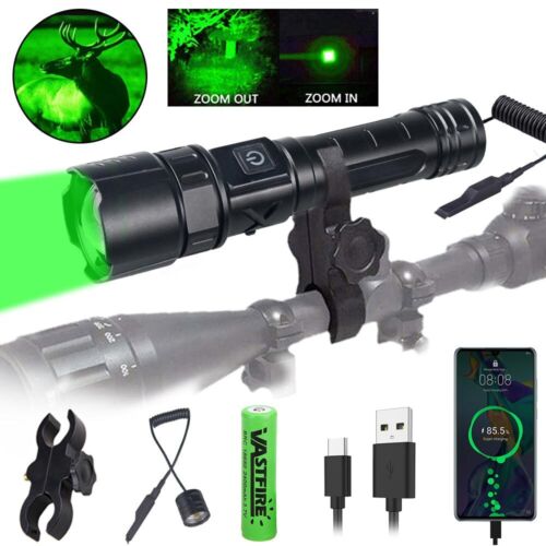 1000yards Green Light LED Flashlight Zoom Torch Astronomy Night Vision Hunting - Picture 1 of 12