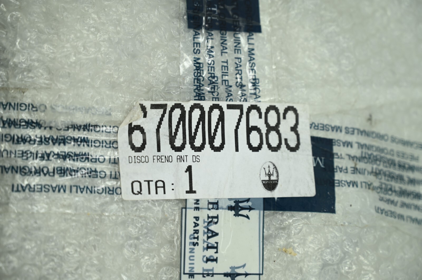 Genuine OEM Maserati Ghibli Front Brake Disc Rotor P/N 670007683