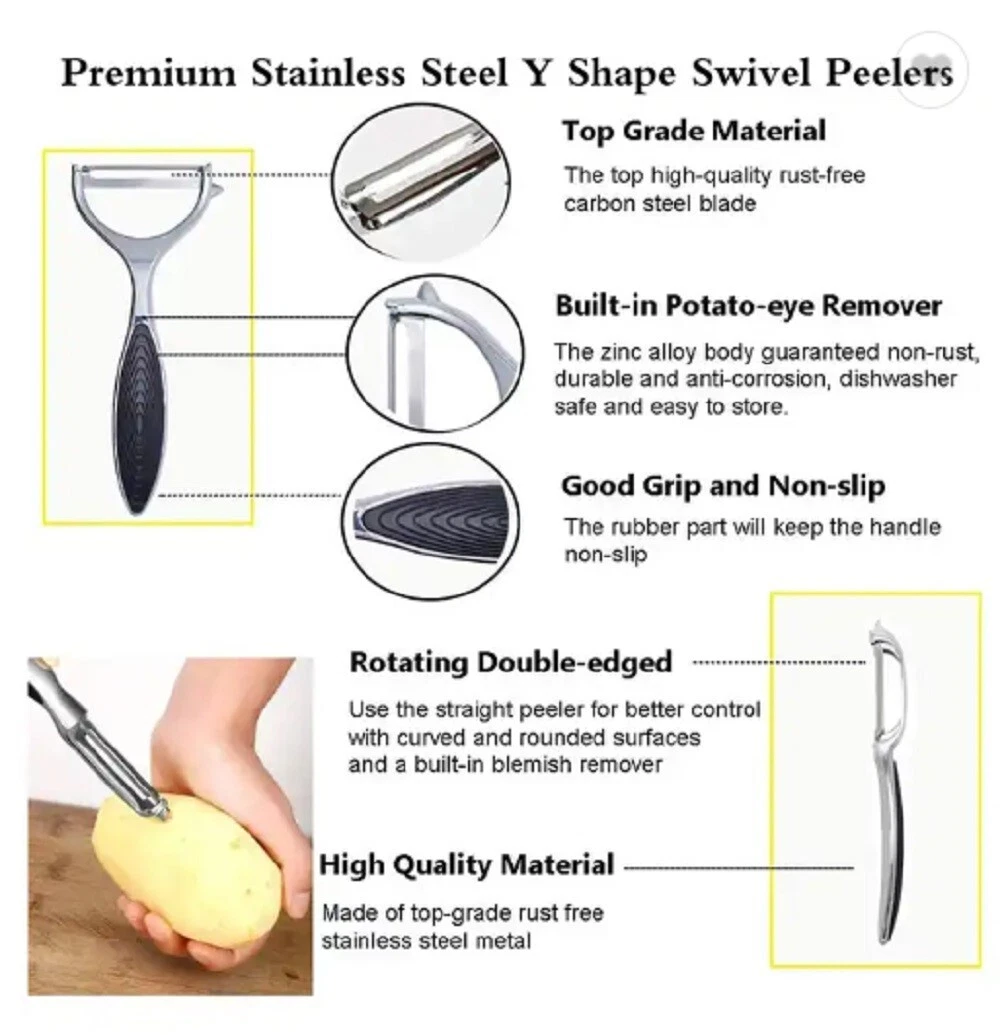 2 Pack Potato Vegetable Peeler for Kitchen - Premium Stainless