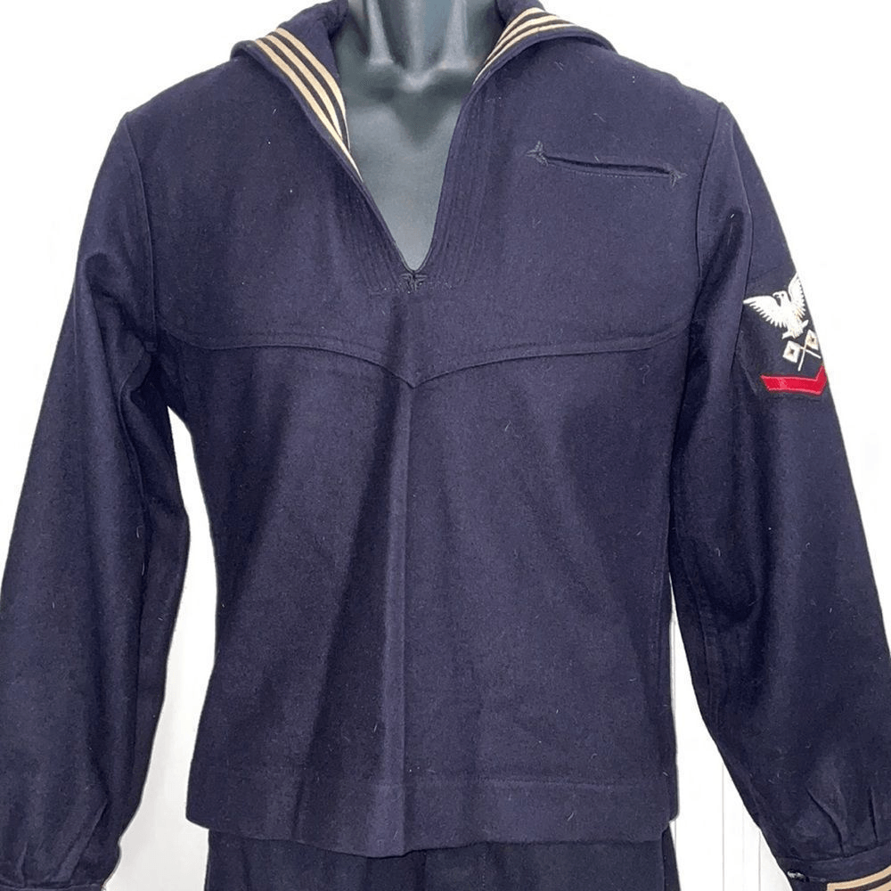 Vtg World War black wool Navy signal man uniform