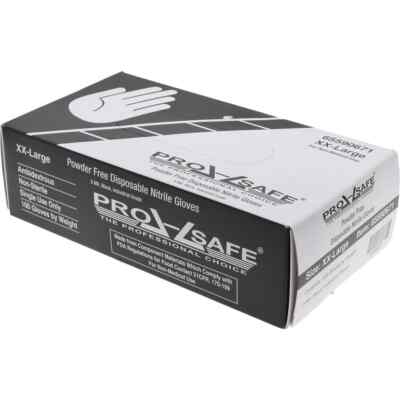 PRO-SAFE Black Powder-Free Nitrile Industrial Gloves, Box of 100