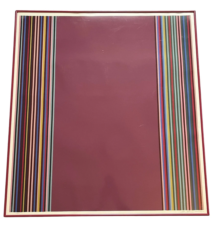 Serigrafía Gene Davis "Sin título", 1980, numerada 102/200, firmada en marco malva Foto 2 de 4