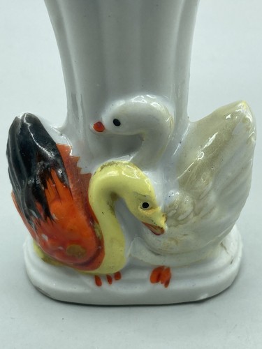 Vintage Little Vase: Swan & Ugly Duckling - or - Swan & Halloween Swan, 3.5" - Picture 6 of 8