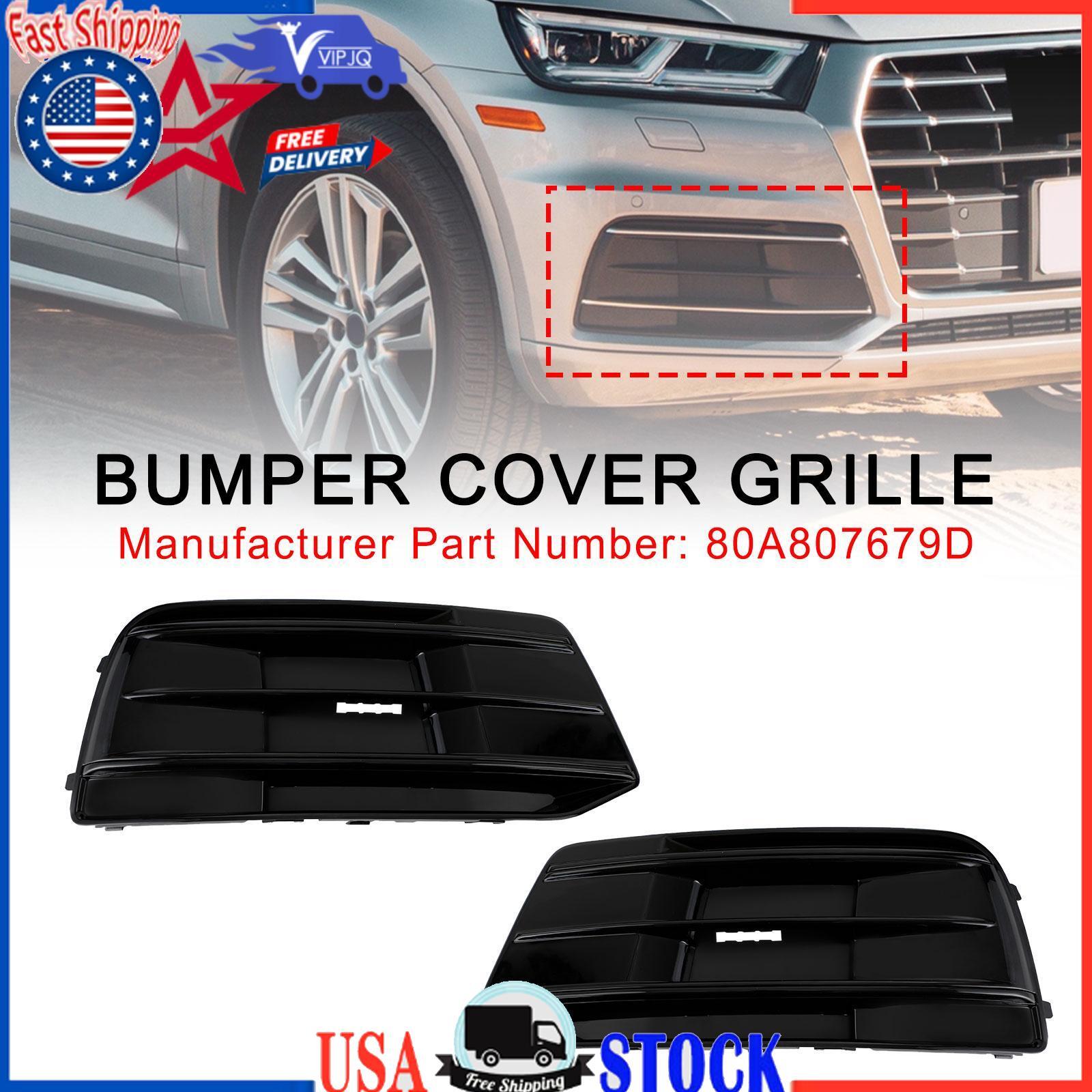 2PCS Gloss Black Front Bumper Grille Insert for 2018-2022 Audi Q5