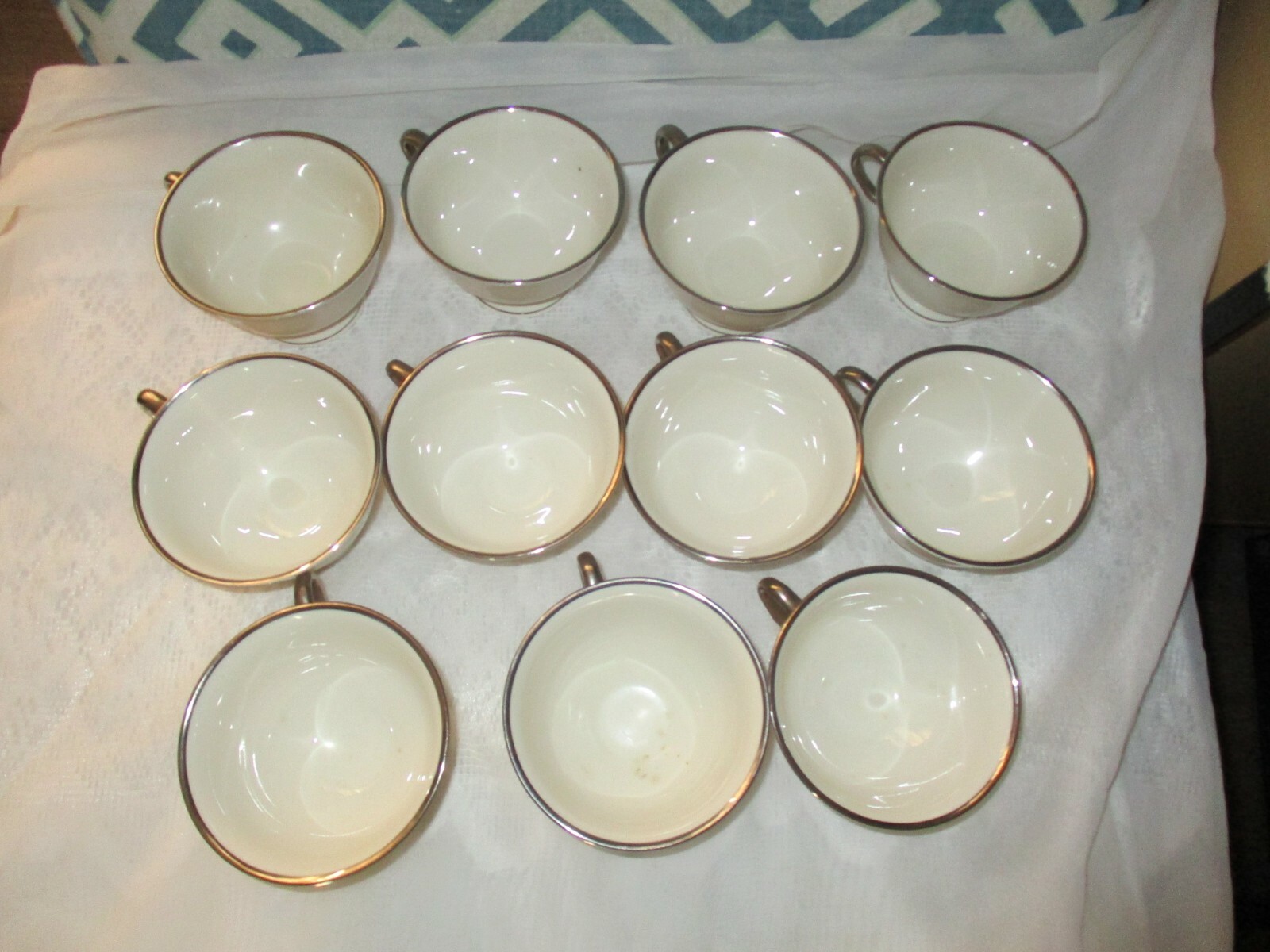 LOT 11 PICKARD CHINA MIST TEA OR COFFEE CUPS PORCELAIN Made USA SILVER RIM