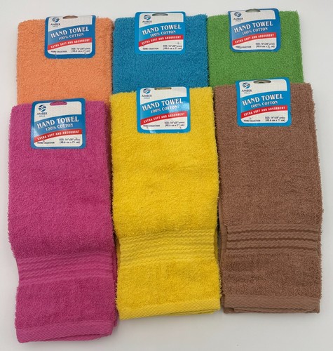 Amber Mills Towels 6 Pack Premium Large Hand Towels Cotton 16x 28 Inches - Picture 2 of 10