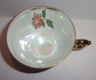 December Poinsettia Flower of the Month Footed Cup & Saucer w Gold Trim — photo 4