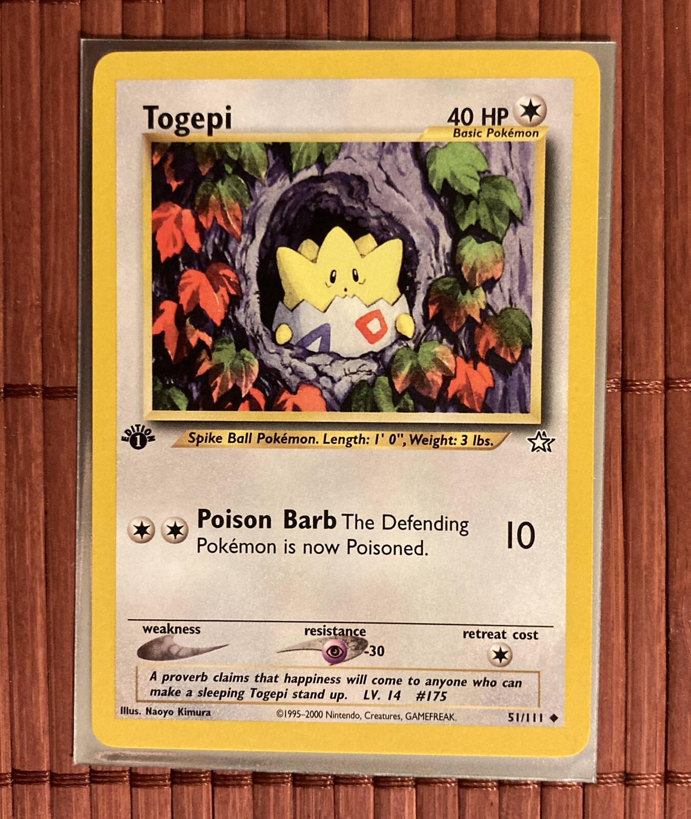 1st Edition Togepi Neo Genesis 51/111 Uncommon Near Mint- Free Ship✅