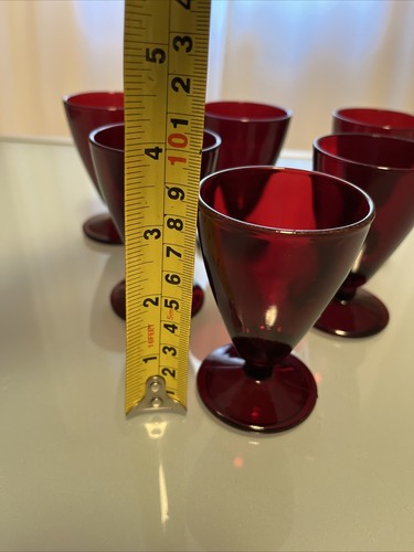 Set of 6 Vtg Anchor Hocking Royal Ruby Red 3 1/4" Holiday Cordial Glasses READ - Picture 9 of 18