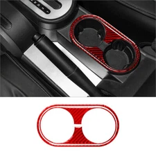 2Pcs For Jeep Wrangler Red Carbon Fiber Interior Center Cupholder Cover Trim