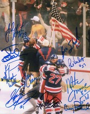 1980 OLYMPIC HOCKEY HAND SIGNED 8x10 PHOTO+COA    11 SIGNED   JIM CRAIG+ERUZIONE
