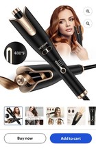 Professional Automatic Curling Iron 1" Rotating Barrel Hair Curler Gold Sealed 