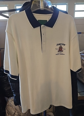Jameson Irish Whiskey Distillery Advertising Polo Shirt Navy White L NWT