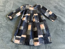 Tea Collection Girl's Boro Japanese Patchwork Dress 100% Cotton Blue Size 4 Boho
