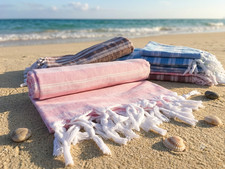 Turkish Peshtemal Towel 100% Cotton, Quick Dry - Beach, Bath, Hammam, Gym Pink