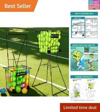 Tennis Ball Hopper, Portable Pickleball Ball Basket for Pickup, Storage Tra...