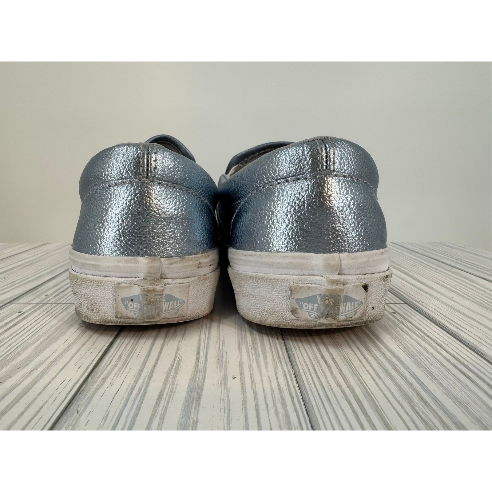 Vans Slip On Low Top Women's Shoes Size 7.5 Metallic Silver Blue Casual Sneakers thumbnail 4