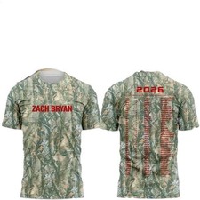 Zach Bryan Tour  Camo 2026 Tour 3D Print Unsex T-Shirt All Size