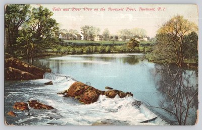 Postcard - Falls & River View on Pawtuxet River - Pawtuxet Rhode Island
