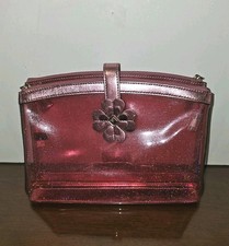kate spade Sabine Pink Glitter Dual Compartment Flower Cosmetic Clutch Bag-GUC 