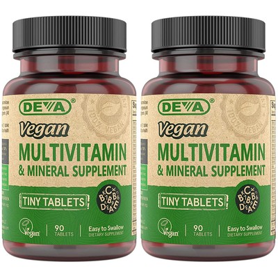 Deva Vegan Multivitamin, Mineral Supplement, Tiny Tablets, 90 Ct (2 Pack)