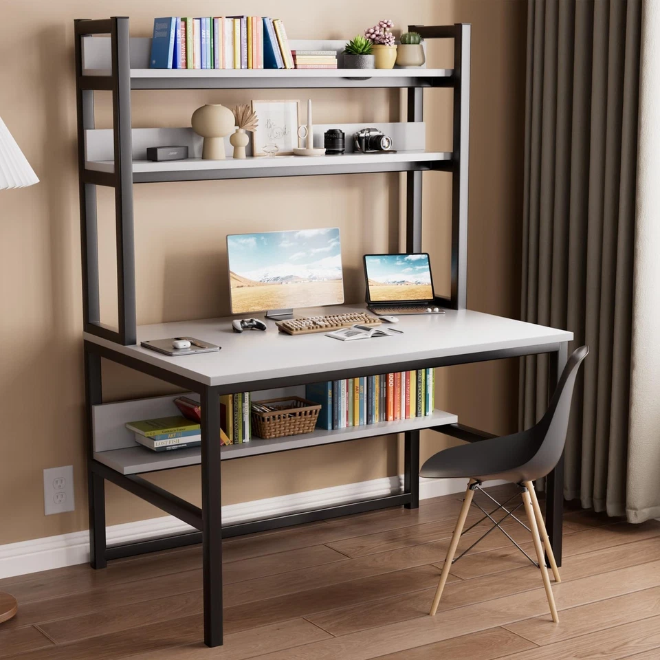 Computer Desk with Shelves, 47" W x 23.6" D Gaming Desk with Hutch and Booksh... - Image 4 of 4