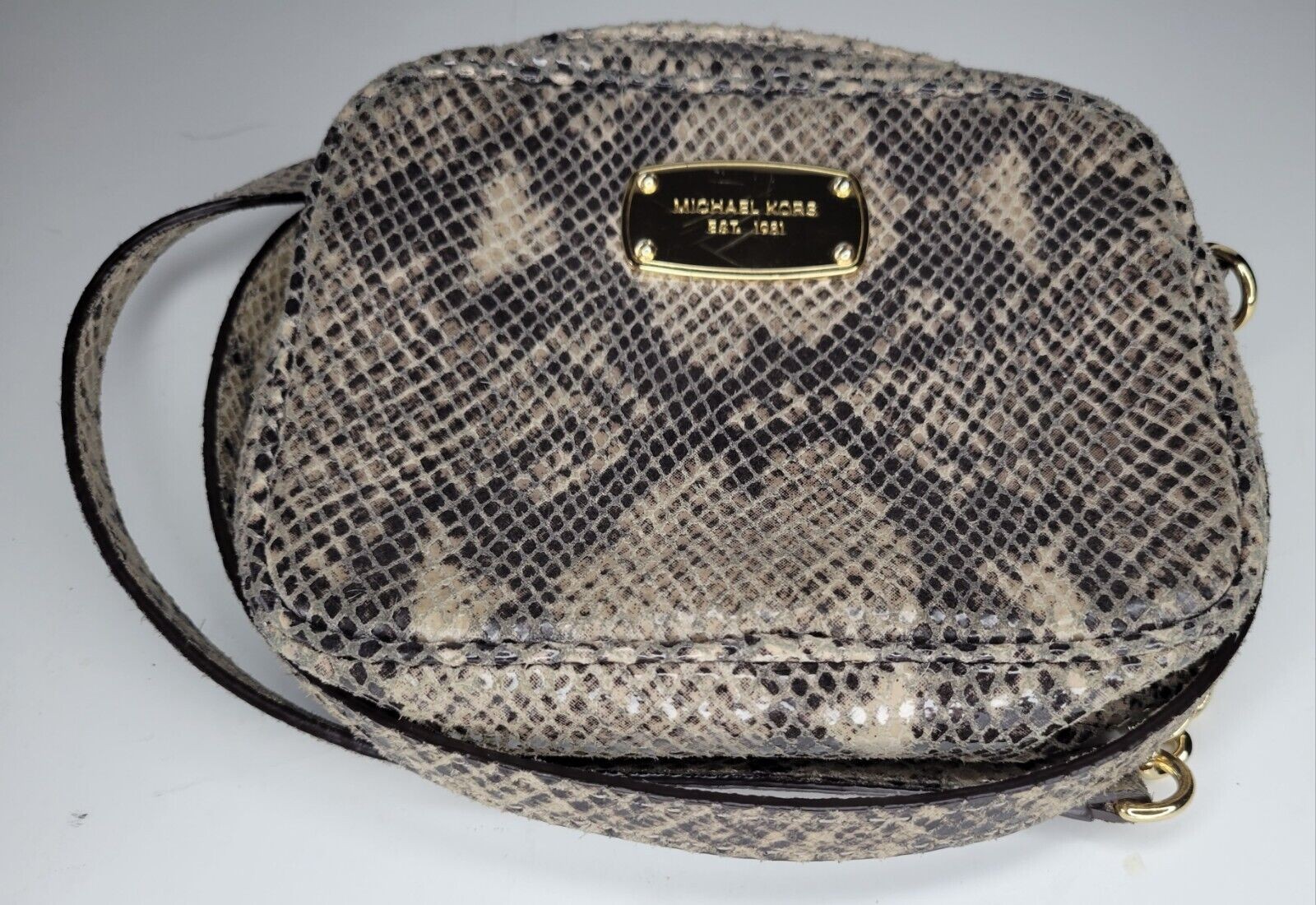 Michael Kors Hamilton Sand Brown Python Embossed … - image 2