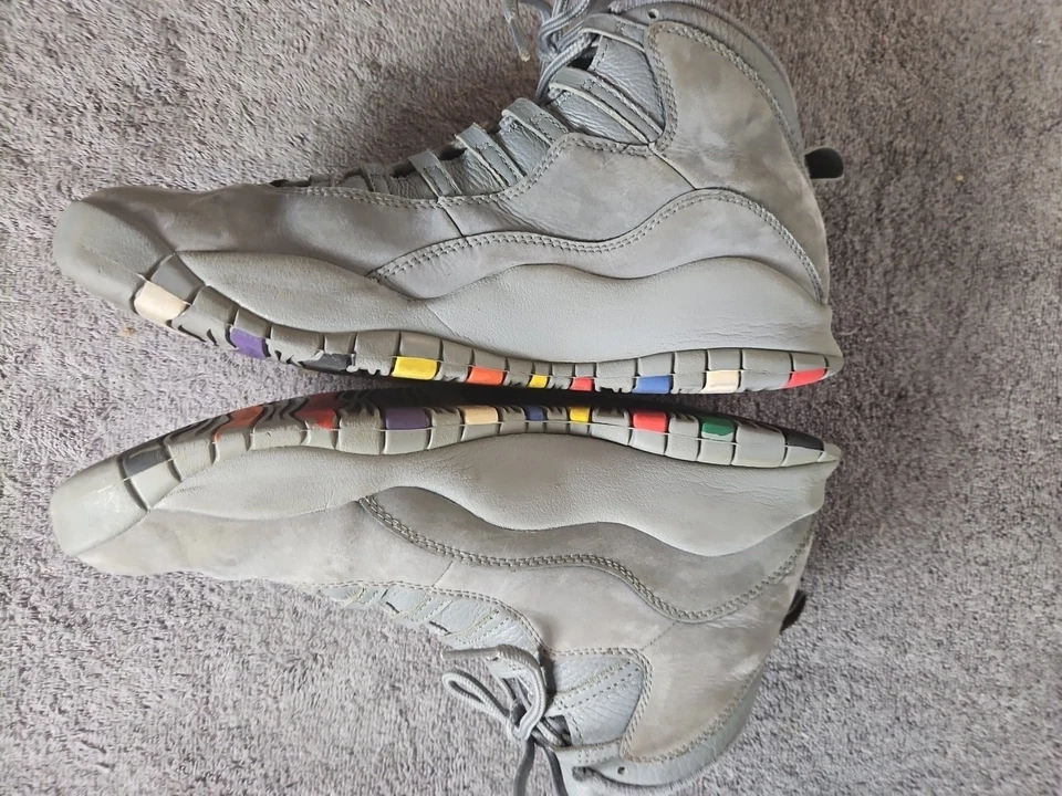 Nike Air Jordan 10 Retro Para Hombre 12 310805-022 Gris Fresco Foto 2 de 4