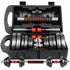 Set Manubri Palestra con Bilanciere Regolabile 20KG Dischi in Ghisa Bodybuilding