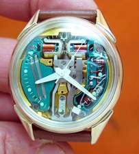 SERVICED 214H ACCUTRON SPACEVIEW 10KT. GOLD FILLED TUNING FORK MEN'S WATCH M6