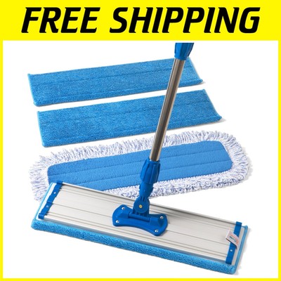 Professional Microfiber Mop with Adjustable Stainless Steel Handle and Pads