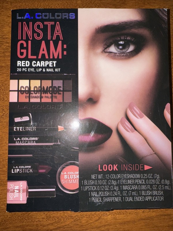 L.A. colors Insta glam red carpet 20 piece Eye, lip and nail kit