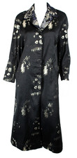 DRIES VAN NOTEN Black Metallic Silver Jacquard Contrast Collar Coat S