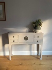 Oriental Brass wood chest side table Grey drawers