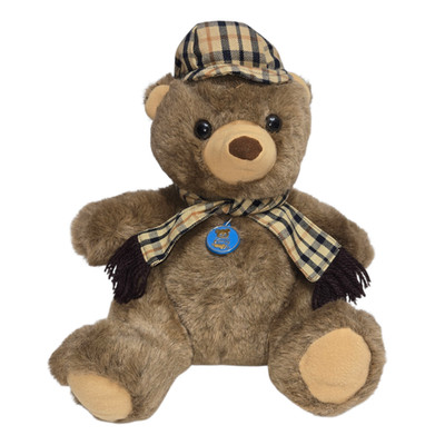 Dakin Brown Teddy Bear Plaid Hat Scarf Plush 12 Inch 1984 Vintage