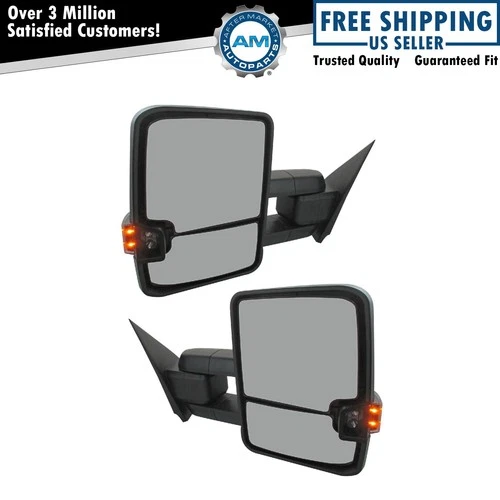 Towing Mirror Power Heated Signal Spotlight Pair Set For 14-18 Silverado Sierra