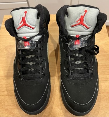 Nike Air Jordan 5 Retro Black Metallic Silver Fire Red 2007 Men s Size 9 136027-