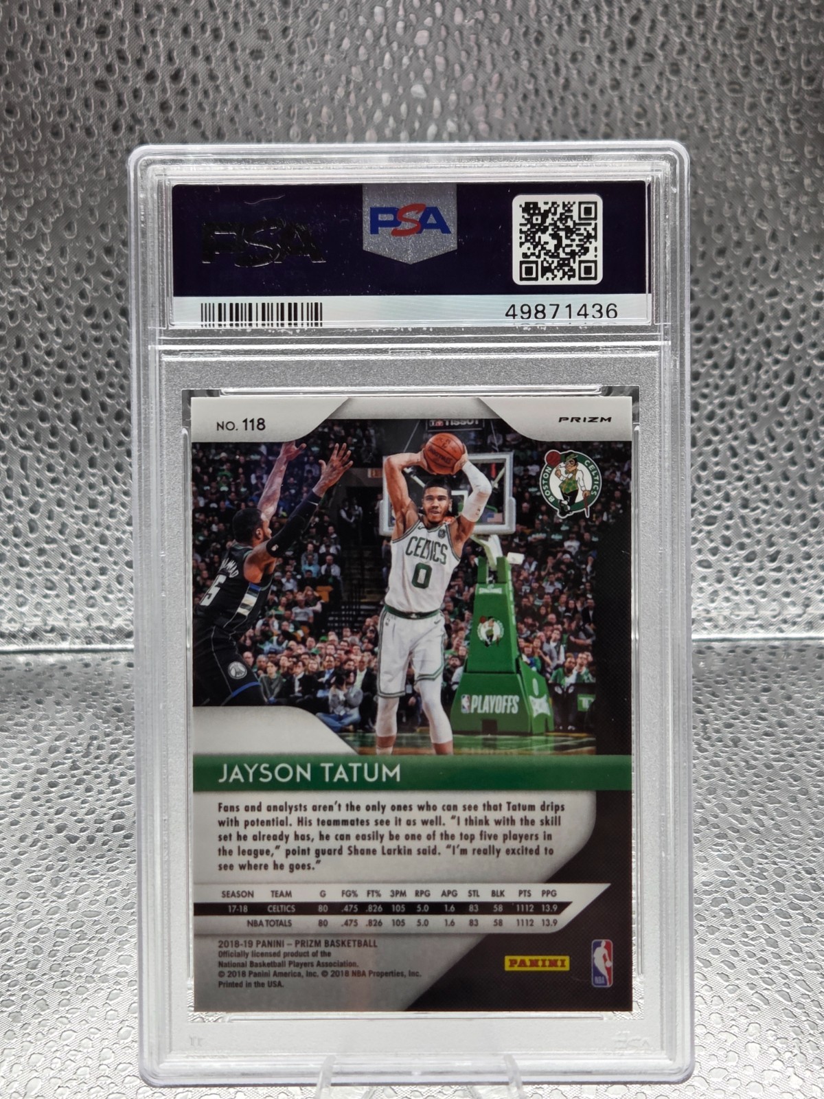 2018 Prizm RUBY WAVE REFRACTOR ~ JAYSON TATUM Card PSA 10 GEM MINT view 2
