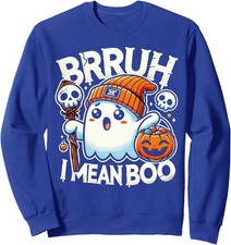 Bruh Ghost Halloween Cute Ghost Bruh Design Funny Unisex Crewneck Sweatshirt