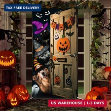 Halloween Door Cover,Scary Halloween Banner Decorations-71 x35  Large Fabric Cr