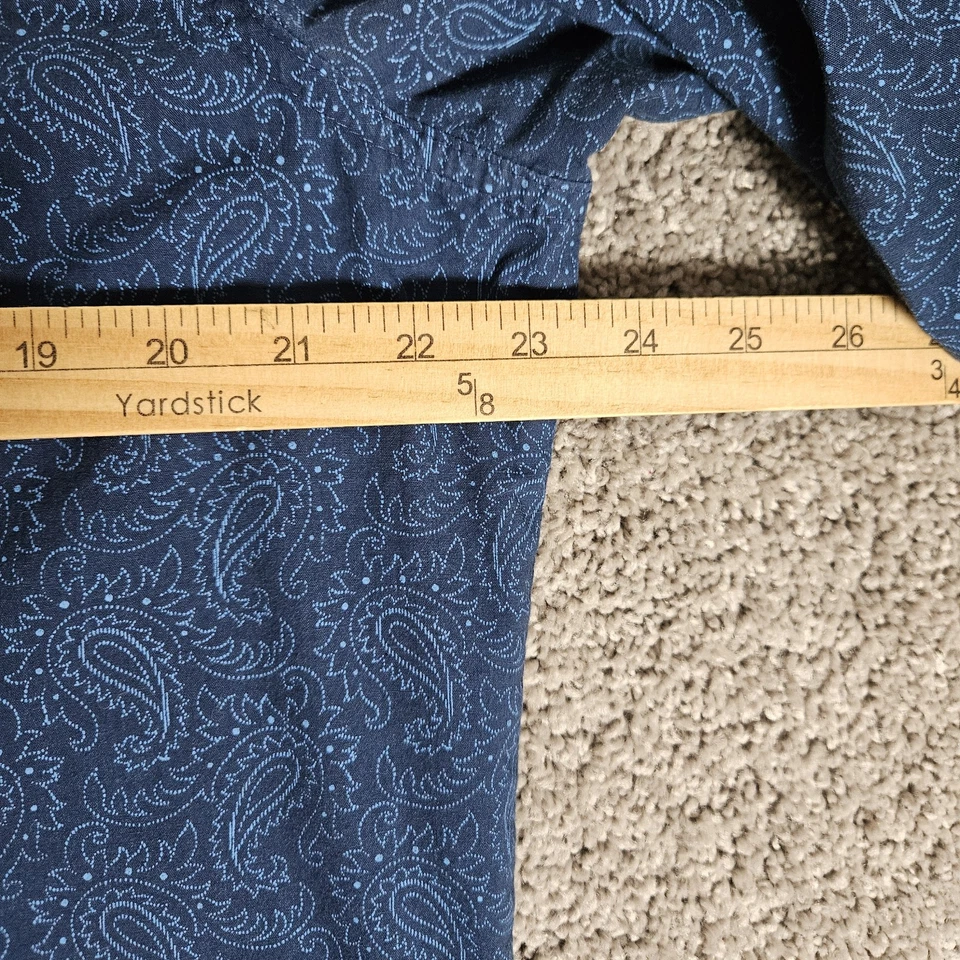 Camisa Wrangler Wrancher Para Hombres Grande Azul Cachemira AOP Perla A Presión Vaquero Occidental Foto 4 de 4