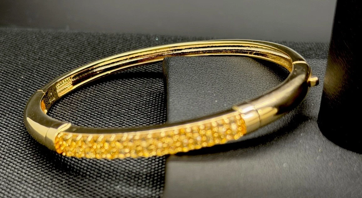 Bellezza Gold Tone Pave  Topaz Bangle Bracelet New In Pouch image 4