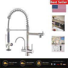 Brushed Nickel Kitchen Faucet with 360 Swivel, Pull Down Sprayer  Water Filter