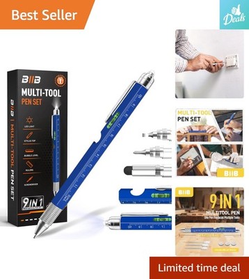 Elegant Blue 9-in-1 Multitool Pen - Ideal for Dads, Husbands & Grandpas