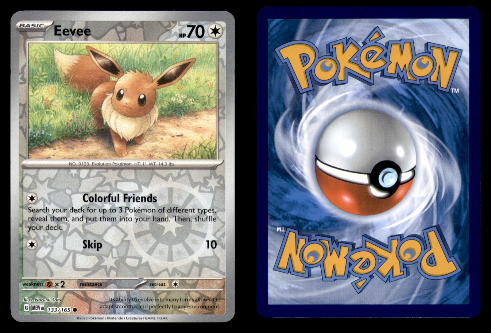 Pokemon 151 Eevee 133/165 Reverse Holo 2023 Common