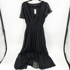 ✅ NWT Lane Bryant Swiss Dot Black Midi Dress SIZE 14/16