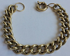 HEAVY 9CT GOLD CURB LINK BRACELET & LARGE SPRING RING FASTENER, 56.48 GRAMS ,