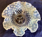 VINTAGE FENTON ART GLASS FRENCH OPALESCENT HOBNAIL EPERGNE BOWL